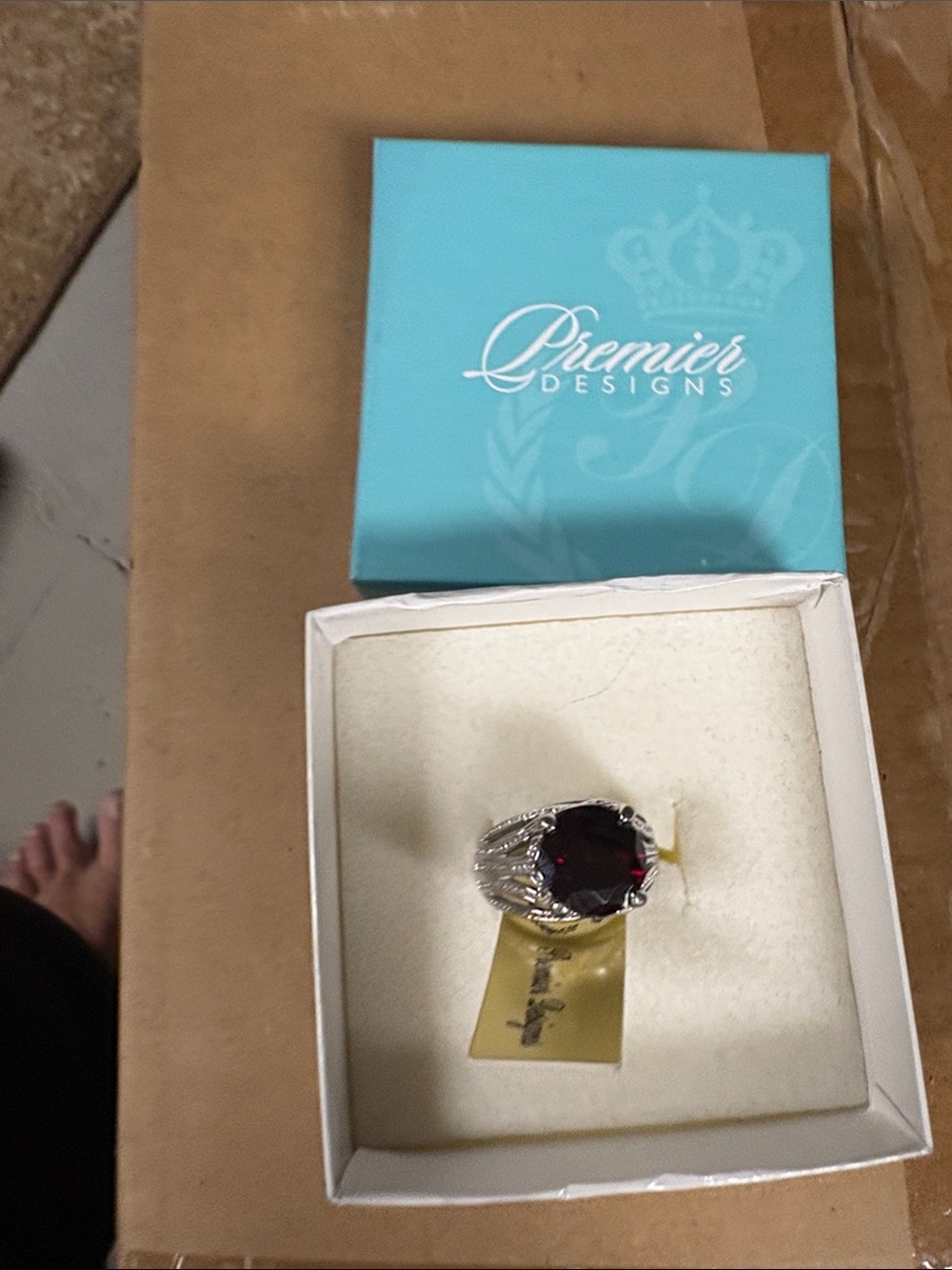 Premier Designs Women's Silver Ring size 7 with Deep Crimson Gemstone
